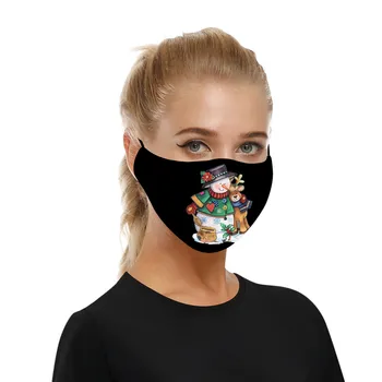 

1Pcs Adult Unisex Christmas Snowman Prints Face Mask Protection Washable Earloop Windproof Face Mask mascarillas reutilizable