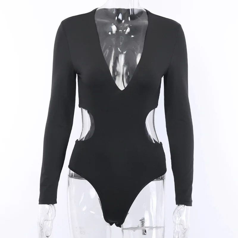Evenworse, сексуальное боди с длинным рукавом и глубоким v-образным ...