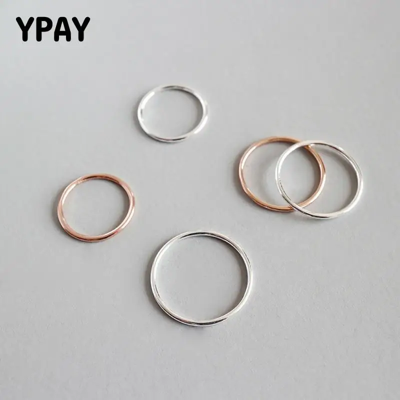 Женское гладкое тонкое кольцо YPAY из 100% настоящего серебра 925 пробы в Корейском
