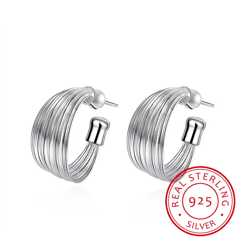 LEKANI Hot Sale 925 Sterling Silver Fashion Jewelry Multilayer Stud Earrings Jewelry Women Earrings for Wedding Party Bijoux