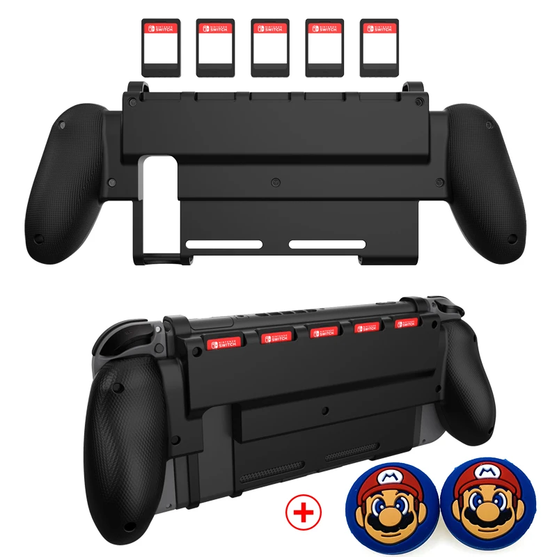 Защитный защитный чехол-накладка для пульта дистанционного управления, держатель-подставка, 5 разъемов для игровой карты, аксессуар для переключателя Nintendo NS - Цвет: Grip case and caps G