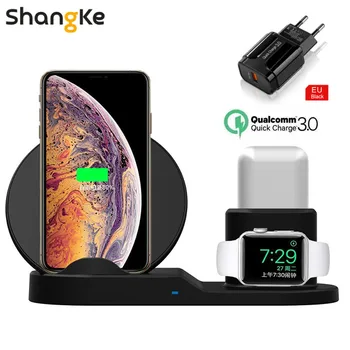 

3 in 1 10W Fast Wireless Charger Dock Station Fast Charging For iPhone 11 X Xs XR 8 AirPods Samsung For Apple Watch iWatch 4 3 2
