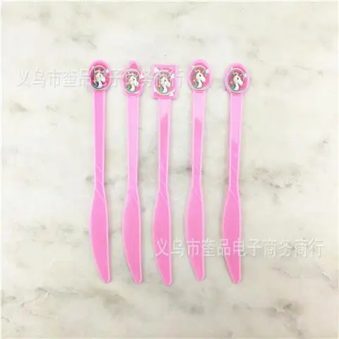 Pure-Knifes-10pcs Единорог День рождения Декорации одноразовые набор столовых приборов Единорог шар чашки тарелки салфетка для детей на день рождения Единорог вечерние поставки - Цвет: Pure-Knifes-10pcs