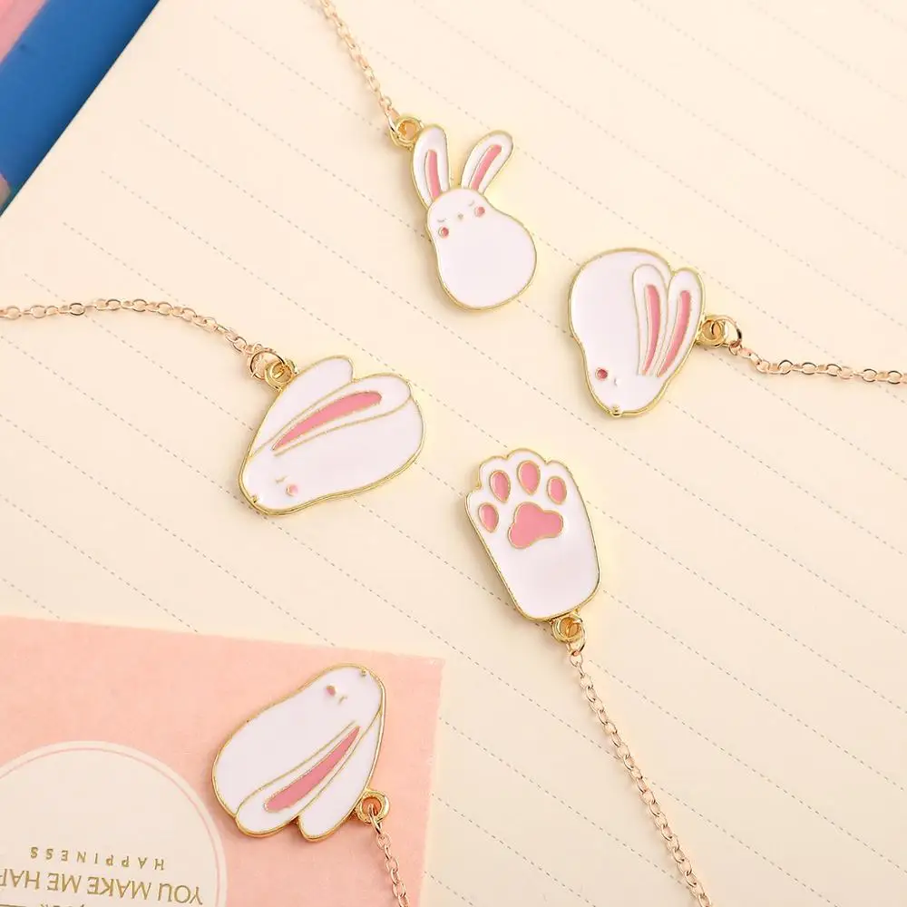 1PC Cute Cartoon Rabbit Alloy Pendant Bookmark Creative Paper Bookmarks For Books Kawaii School And Office Supplies | Канцтовары для
