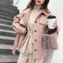 Mishow Модное теплое шерстяное пальто с отложным воротником и поясом Повседневный стиль Новая коллекция оснь-зима Состав полиэстер, акрил