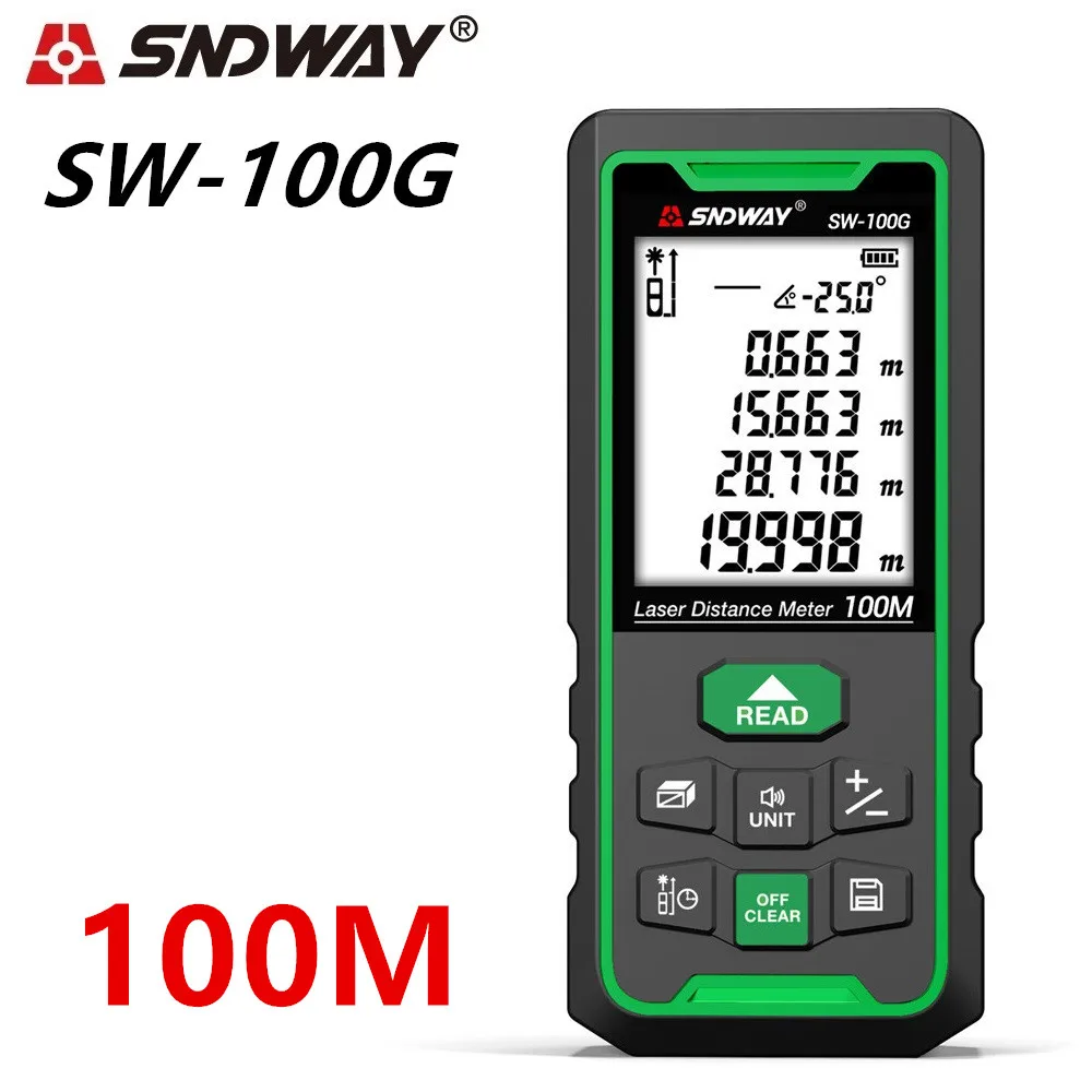 Лазерный дальномер SNDWAY Trena Зеленая лазерная линейка рулетка 100 м 70 50 электронный