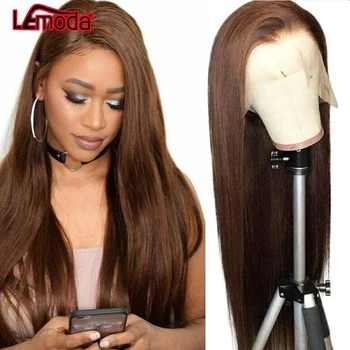 

Brown Wig Straight Colored Human Hair Wigs PrePlucked With Baby Hair Brazilian Remy Hair Lemoda 13X4 Lace Front Wig For Women