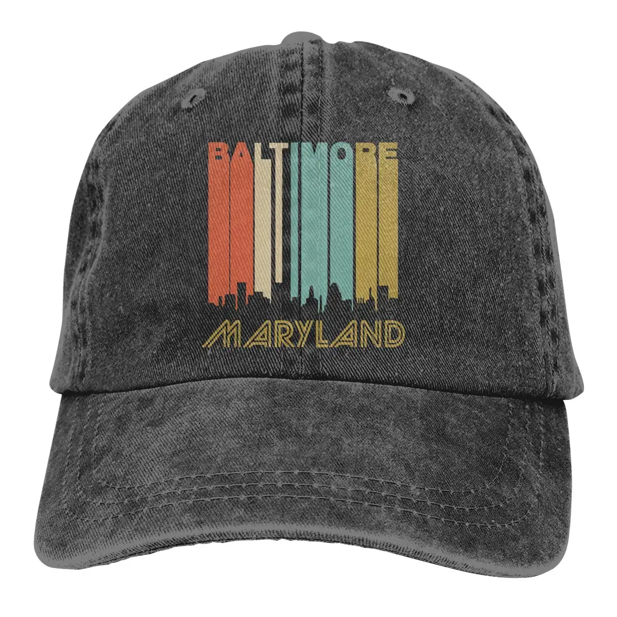 Ретро Baltimore MD Skyline Мужская и женская регулируемая бейсболка s джинсовая ткань Snapback Кепка