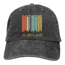 Ретро Baltimore MD Skyline Мужская и женская регулируемая бейсболка s джинсовая ткань Snapback Кепка