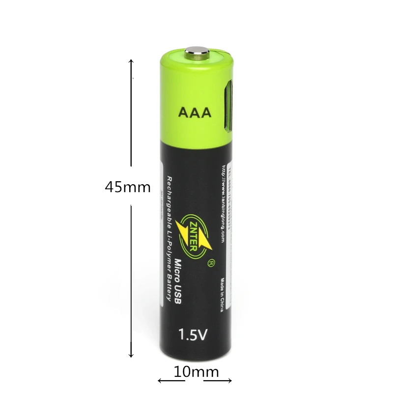 4 шт. ZNTER 1,5 в AAA 600 мАч перезаряжаемая литиевая батарея USB литиевая полимерная аккумуляторная батарея+ 4 в 1 микро USB кабель для зарядки