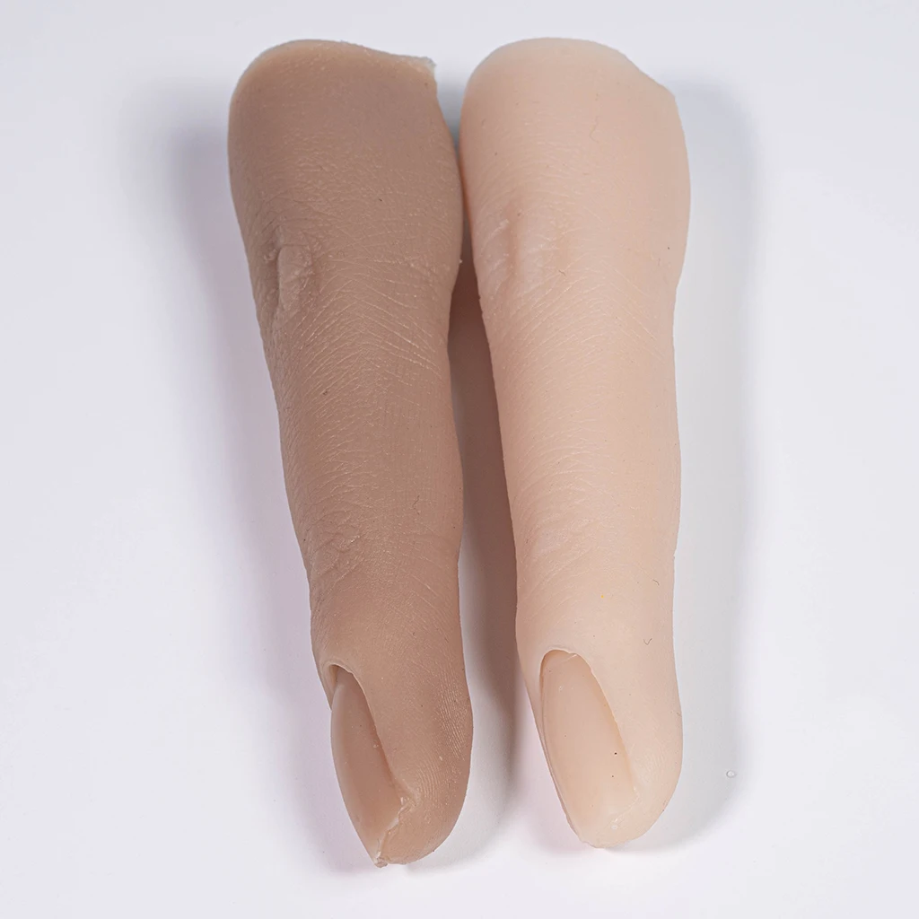 Silicone Female Nail Art Practice Training Fingers With Fake Nail Tips Attached