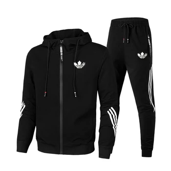 

Casual fashion Men's Sportswear Sets Autumn Winter Hooded Thick Male Casual Tracksuit Men 2 Piece Sweatshirt + Sweatpants Set