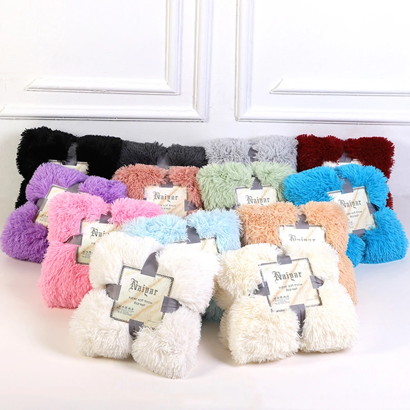 

Soft Blanket Fluffy Throw Blanket Thicken Long Plush Bed Sofa Bedspread Long Shaggy Cozy Faux Fur Warm Fluffy Durable Blanket