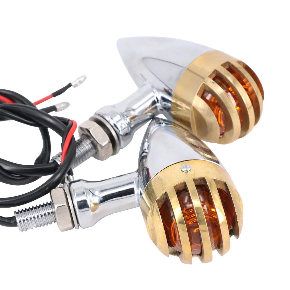 Motorcycle Retro LED Turn Signal Light For Cafe Racer Ducati Classic Scrambler XSR700 Scout GUZZI BJ250 GPX Z900RS W800 XSR900 - Цвет: 009 sliver