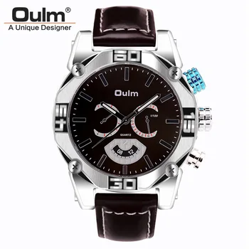 

Oulm Men's Casual Sport Quartz Watch Mens Watches Top Brand Luxury Quartz-Watch Leather Military Watch Wrist Male Clock