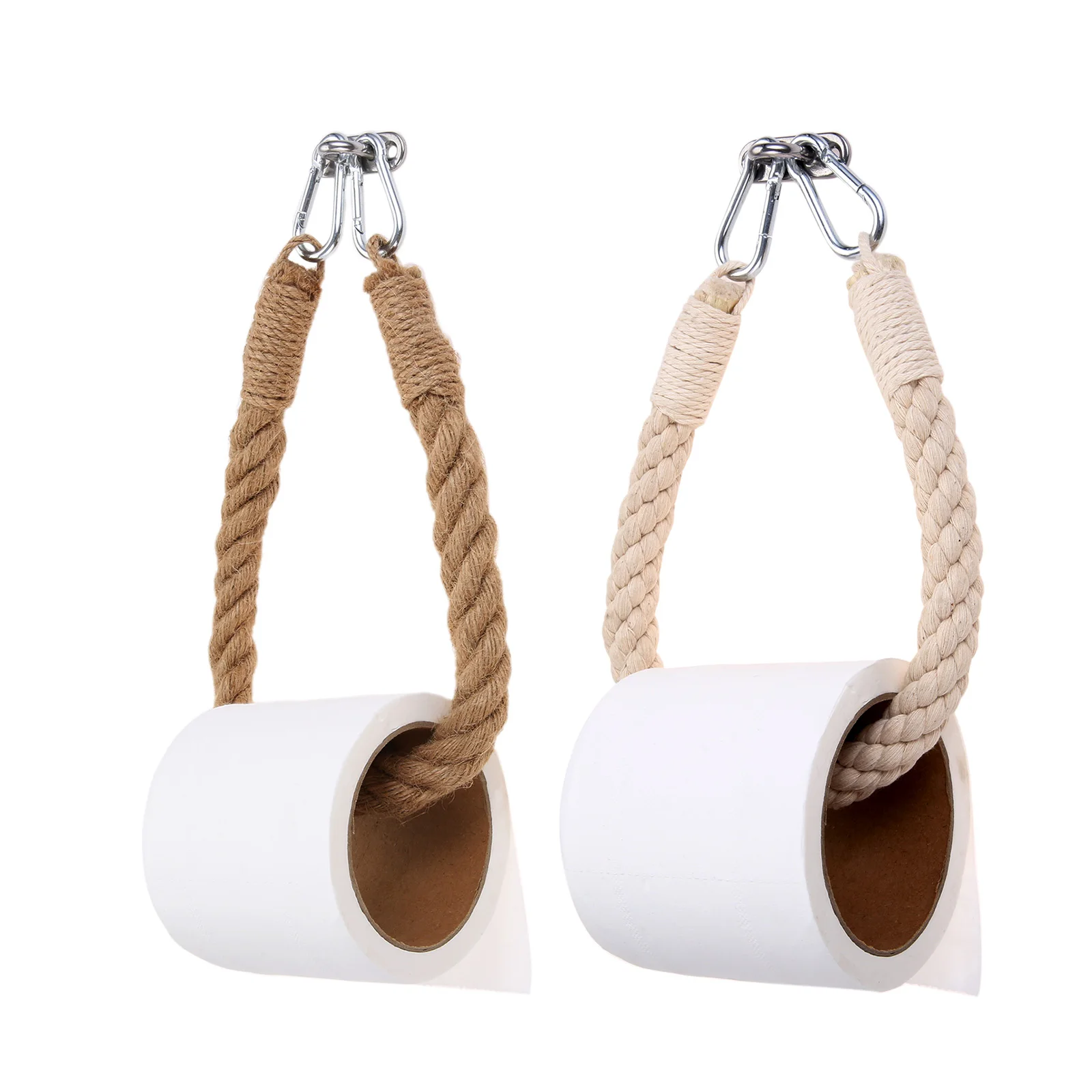

1pc Vintage Style 50cm Stainless steel Jute Cotton Woven Hanging Rope Toilet Paper Roll Holder Decor environmentally friendly