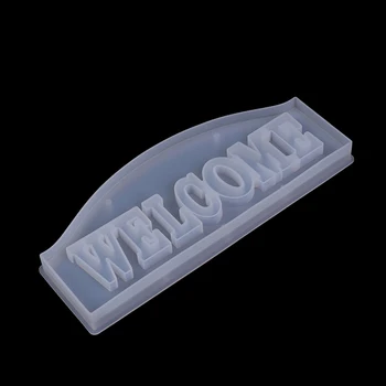 

DIY Crystal Epoxy Mold English Blessing Words Welcome Birthday Listing Doorplate Silicone Mold For Resin