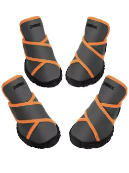 

Pet Dog Shoes Petacc Dog Boots Waterproof Dog Shoes Size L Grey w/Orange Trim