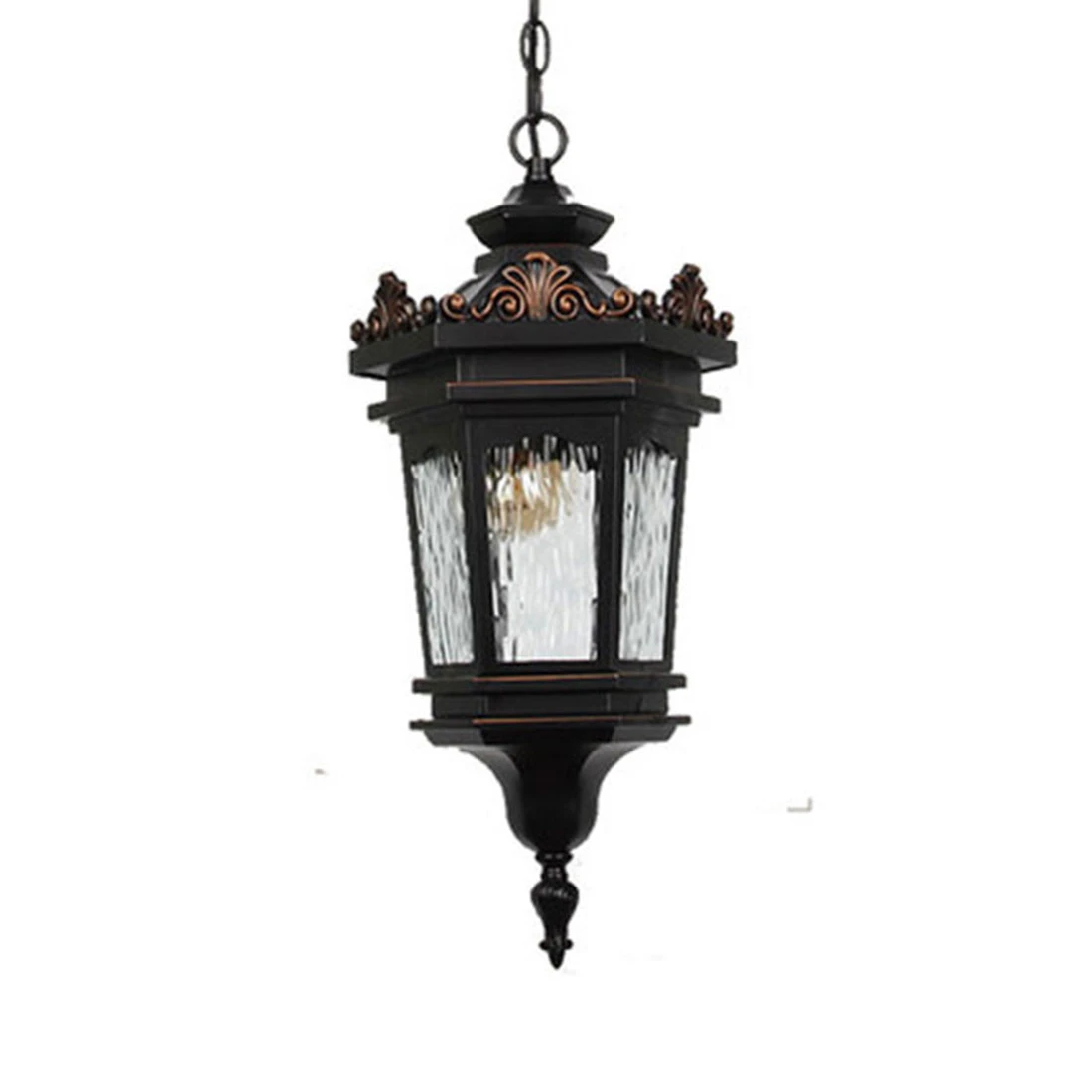 Luz colgante de techo tradicional exteriores, farol colgante vidrio semipermanente de bronce, con clasificación de humedad para porche y Patio|Iluminación de paisaje exterior| - AliExpress