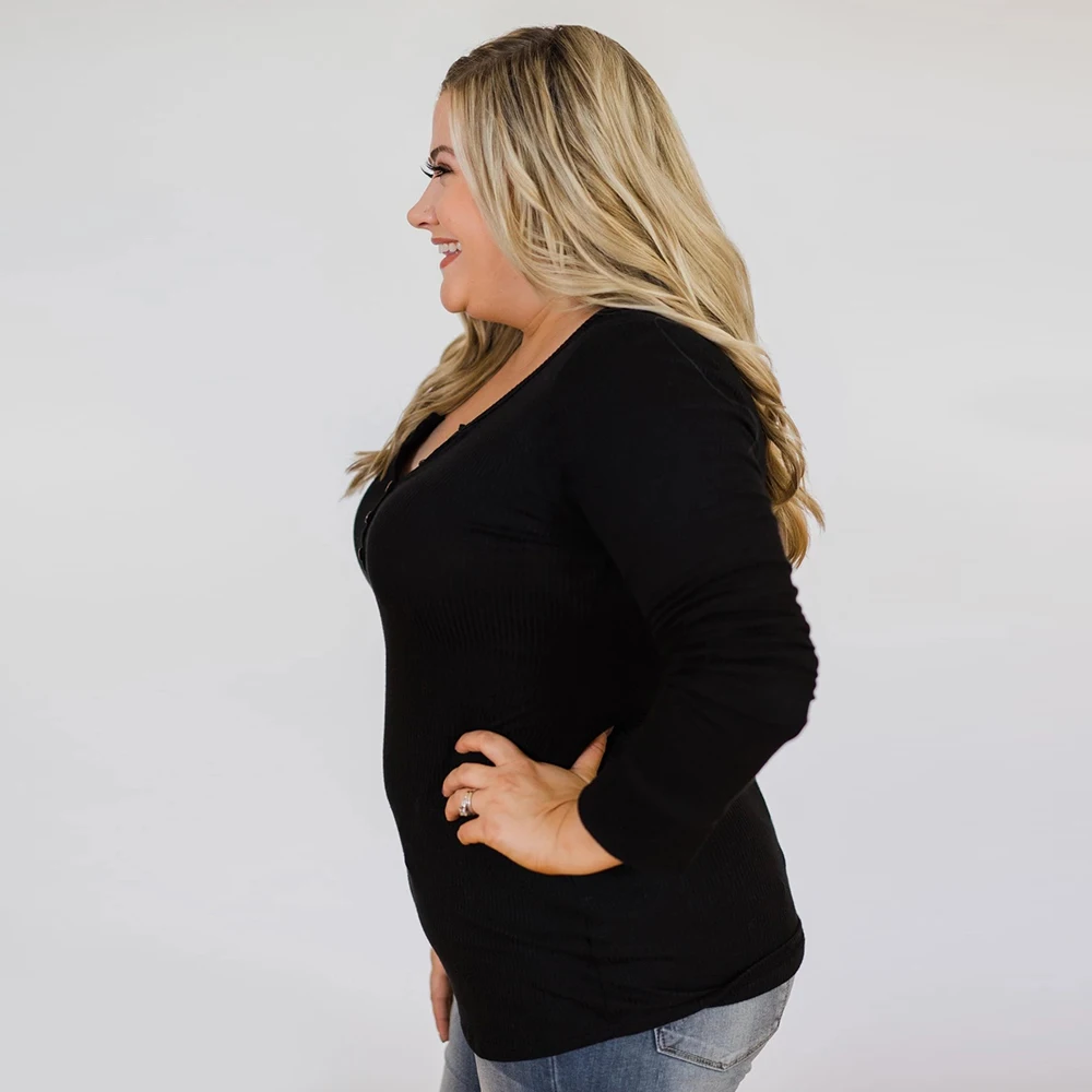 5XL размера плюс черная футболка Для женщин весна футболка с длинными рукавами, рубашки, Элегантные Slim Fit Женские топы уличная camisa feminina D30