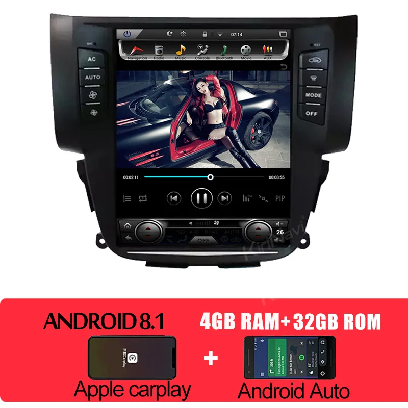 Android Car Radio KiriNavi вертикальный экран Tesla стиль 10," Android 8,1 автомобильный Dvd мультимедийный плеер для Nissan Sylphy радио Automotivo 2012 - Цвет: Android Car Radio