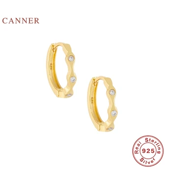 

CANNER 1 Pair Wild diamond earrings Hoops 925 Sterling Silver Fashionable Zircon Earrings For Women Jewelry Earrings Pendientes