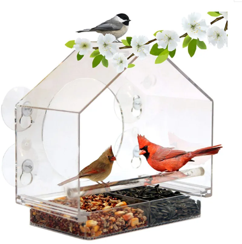 Acrylic bird feeder transparent bird cage new pet acrylic bird feeder