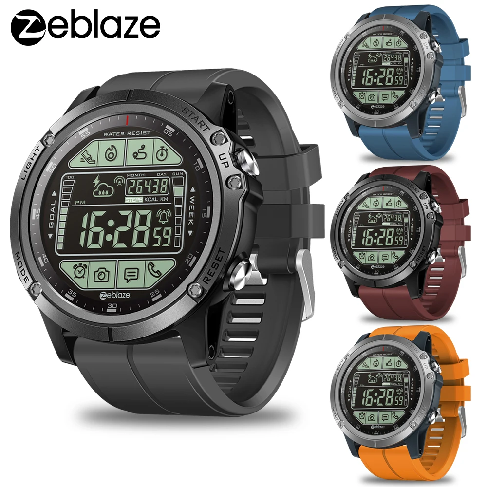 Zeblaze VIBE 3S смарт-часы 1,24 дюймов FSTN полный экран светодиодный шагомер с подсветкой 5 АТМ Водонепроницаемый Bluetooth 4,0 Смарт-часы для мужчин