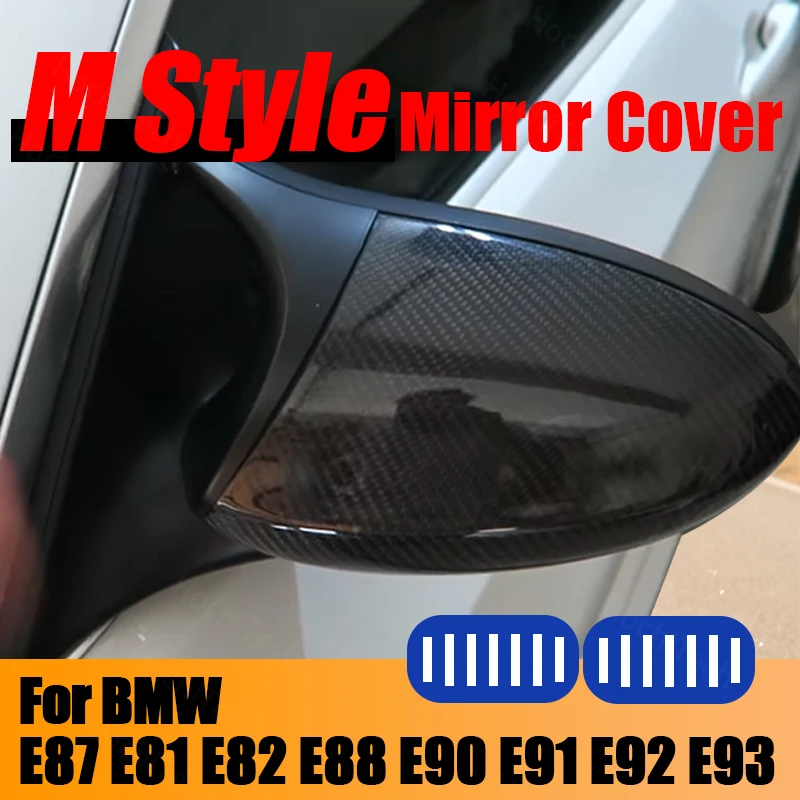 

Replacement 2004-2009 Horn Rearview Carbon Fiber Pattern Mirror Cover for BMW 1 3 Series E81 E82 E87 E88 E90 E91 E92 E93