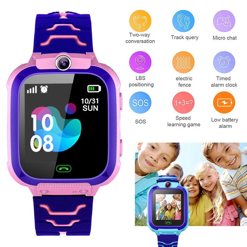 Детские Смарт-часы наручные часы с gps-трекером детские спортивные часы, смартфон IP67 без водонепроницаемого плавания SOS вызова камеры 1,4" lcd Q12