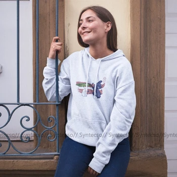 

Lilo Stitch Hoodie The Spirit Of Ohana Hoodies XXL Cotton Hoodies Women Navy Blue Long-sleeve Printed Pullover Hoodie