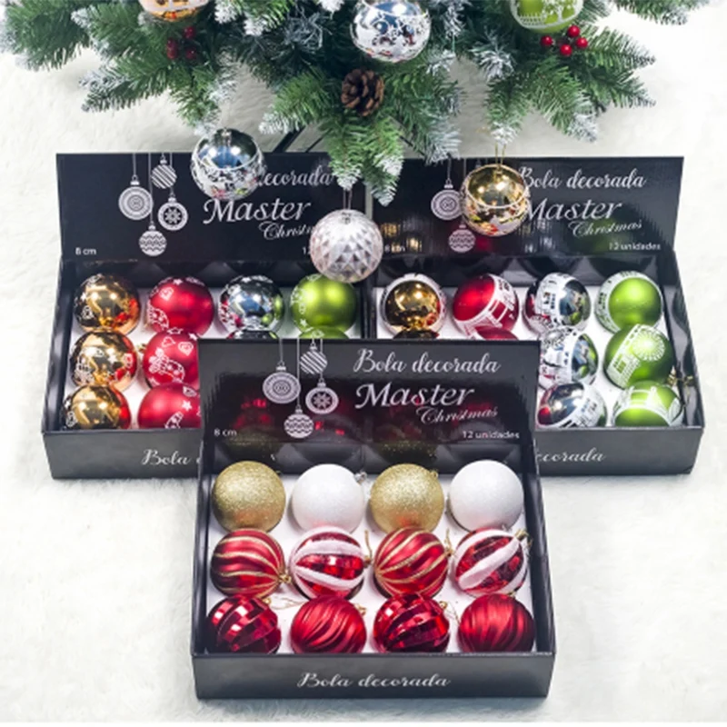 12PCS Christmas Tree Ball Pendants Decor Ball Bauble Christmas Party Hanging Ball Ornament Decorations for Home Xmas Decoration