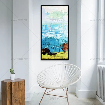 

Colorful Abstract Orange Gray Blue Sheet Line Oil Painting Canvas For Room Decor Modern 100% Handmade Picture Painting