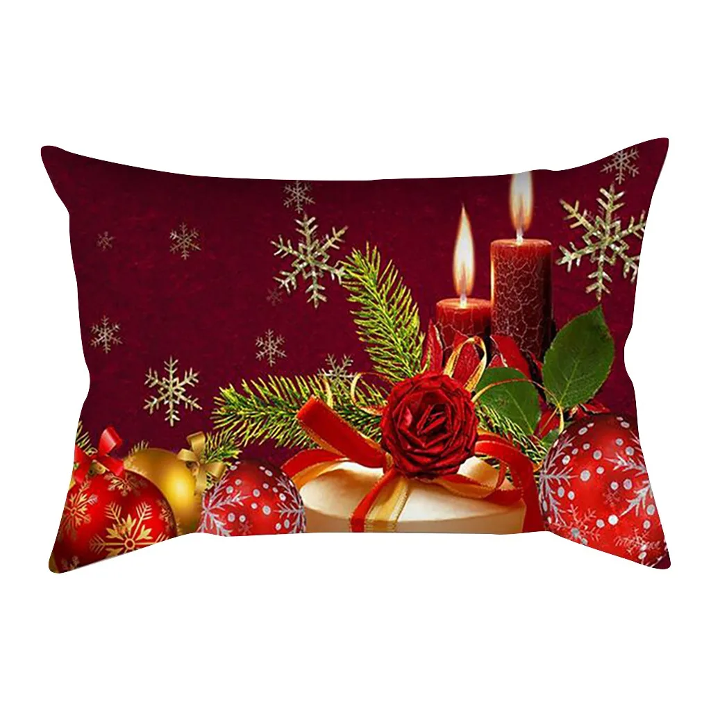 

2021 Decorative Christmas Cotton Pillow Case Linen Cushion Case Cover Seat Car Throw Pillowcase Christmas Decoration For Home