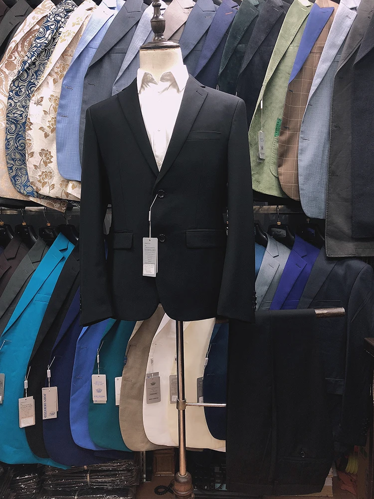 

Roettoni Mens Blazer+Pant Suit Slim Fit Top Design turn-down collar Casual Business Party Costume 2020 fashion factory price