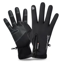 

2021NEW Waterproof Men's Winter Gloves Male Sports Gloves Women Fluff Warm Ski Zipper Plus Velvet Motorcycle Riding Keep Warm