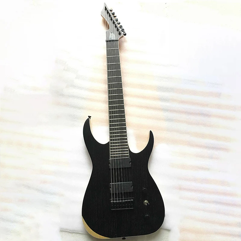 

new style sharp angle 8 string electric guitar with headstock solid ashwood body black color electric guitarra