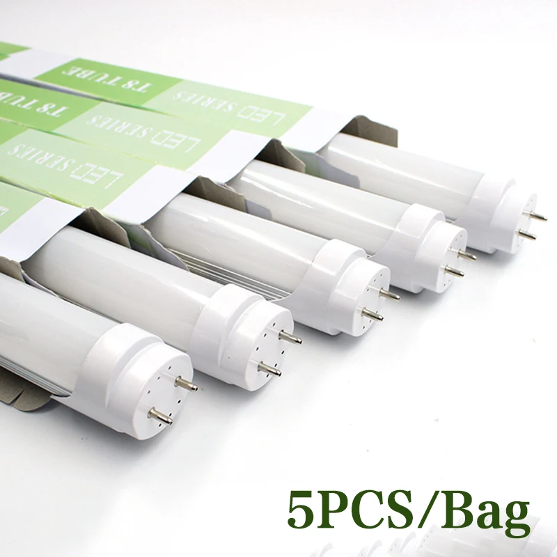 

5PCS T8 LED Tube Light Fixture 9W 14W 18W Double-End Powered 110V 220V LED Tube Lamp 60CM 90CM 120CM Warm Cold Light
