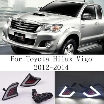 

Car Flashing 1 Set DRL For Toyota Hilux Vigo 2012 2013 2014 LED DRL Daytime Running Light Fog Lamp 12V Auto Running lights