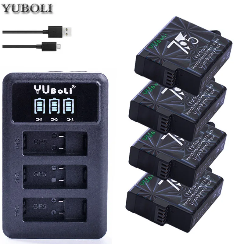 

4xFully Decode Go pro Hero5 Hero 7 Battery +LCD Dual Charger For GoPro Go pro Hero 5 6 7 hero7 black Camera Accessories