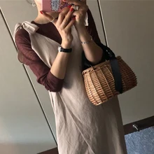 Винтажные художественные эллиптические тканые сумки ручной работы плетеные сумки ретро летние женские соломенные пляжные сумки WML99