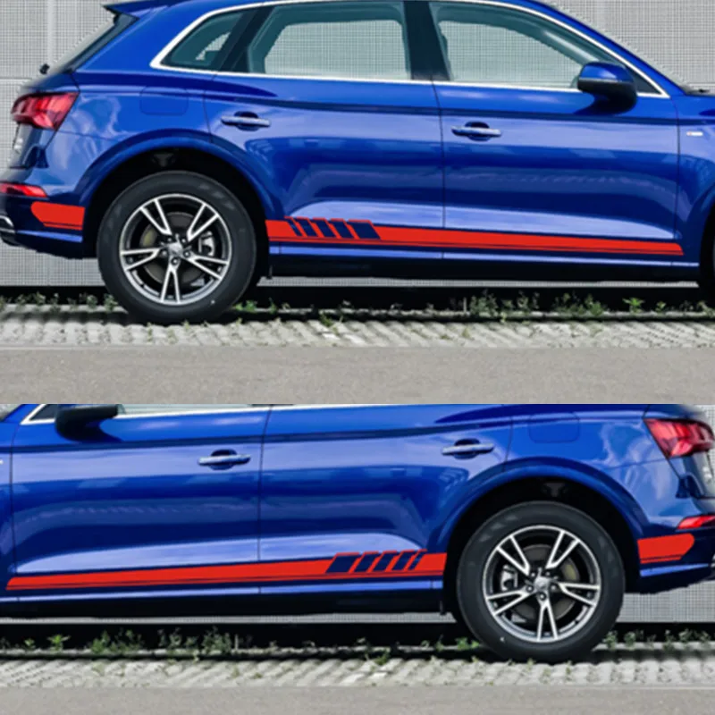 Виниловая наклейка на боковые части автомобиля 2 шт. длинные наклейки в полоску