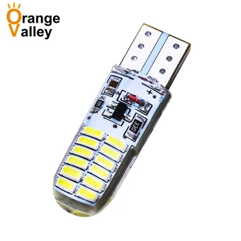 

100PCS T10 W5W Car light Bulb 24 3014 LED Silica Light Bulb Super White Clearance Lights 2 Modes Steady and Flash Lights 12V