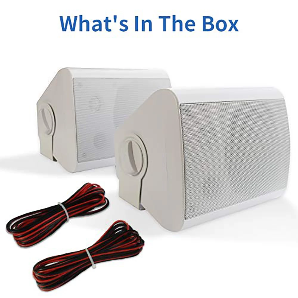 Herdio 5.25 Inches 200 Watts Indoor Outdoor Patio Deck Marine Speakers Bluetooth Wall Audio Amplifier For Home Outdoor Indoor