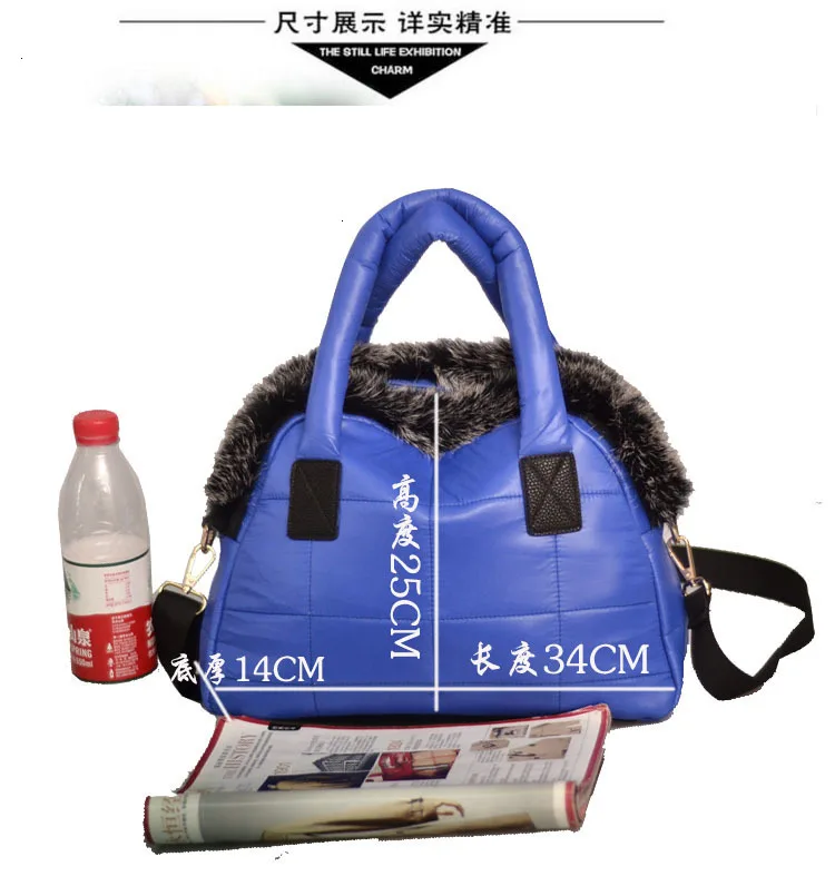 LUCDO Brand Luxury Handbag New Winter Woman Warm Space Cotton Shell Bags Designer Rabbit Fur Bag Ladies Jacket Shoulder Bag