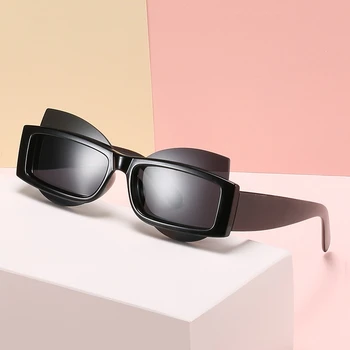 

QPeClou 2020 New Fashion Unique Designer Square Sunglasses Women Plastic Cat Eye Sun Glasses Men Punk Shades