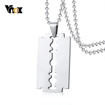 

Vnox Unique Shaving Blade Pendant For Men Necklace Stainless Steel Casual Plain Male Jewelry With 20"/24" Chain