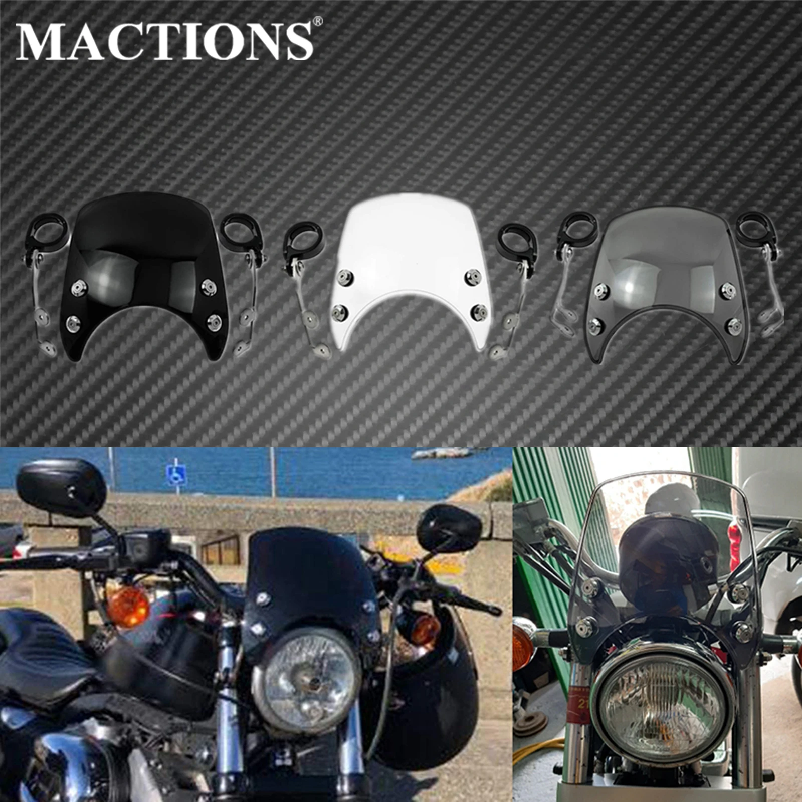 Motorcycle 39mm Adjustable Custom Compact Sport Wind Deflector