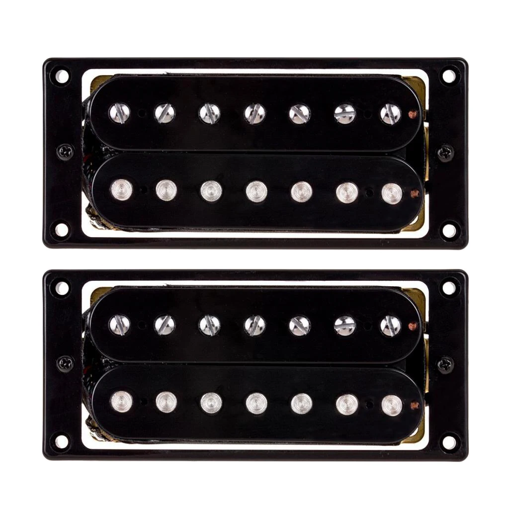 

2 Pieces 7 String Electric Guitar Humbucker Pickup Double Coils Neck Bridge Pickup Set, Black