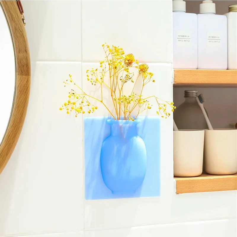 Силиконовая клейкая ваза, палочка на стену, цветочный горшок, волшебные цветочные вазы для растений, Цветочный контейнер для домашнего офиса, настенные украшения